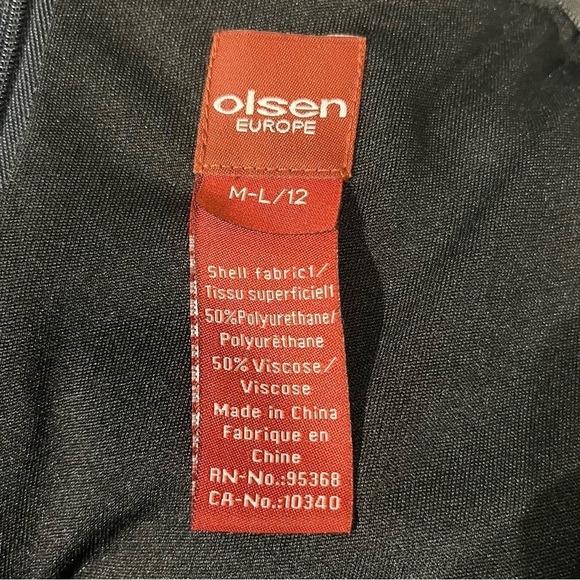 OLSEN EUROPE Black Dress with vegan Leather Strips on sides Size M/L 12 - Picture 8 of 10